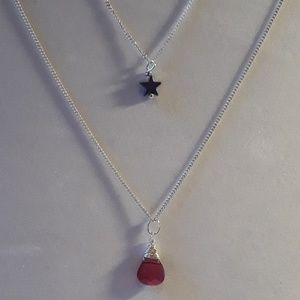 NWT Dainty Crystal and hematite star Necklace
